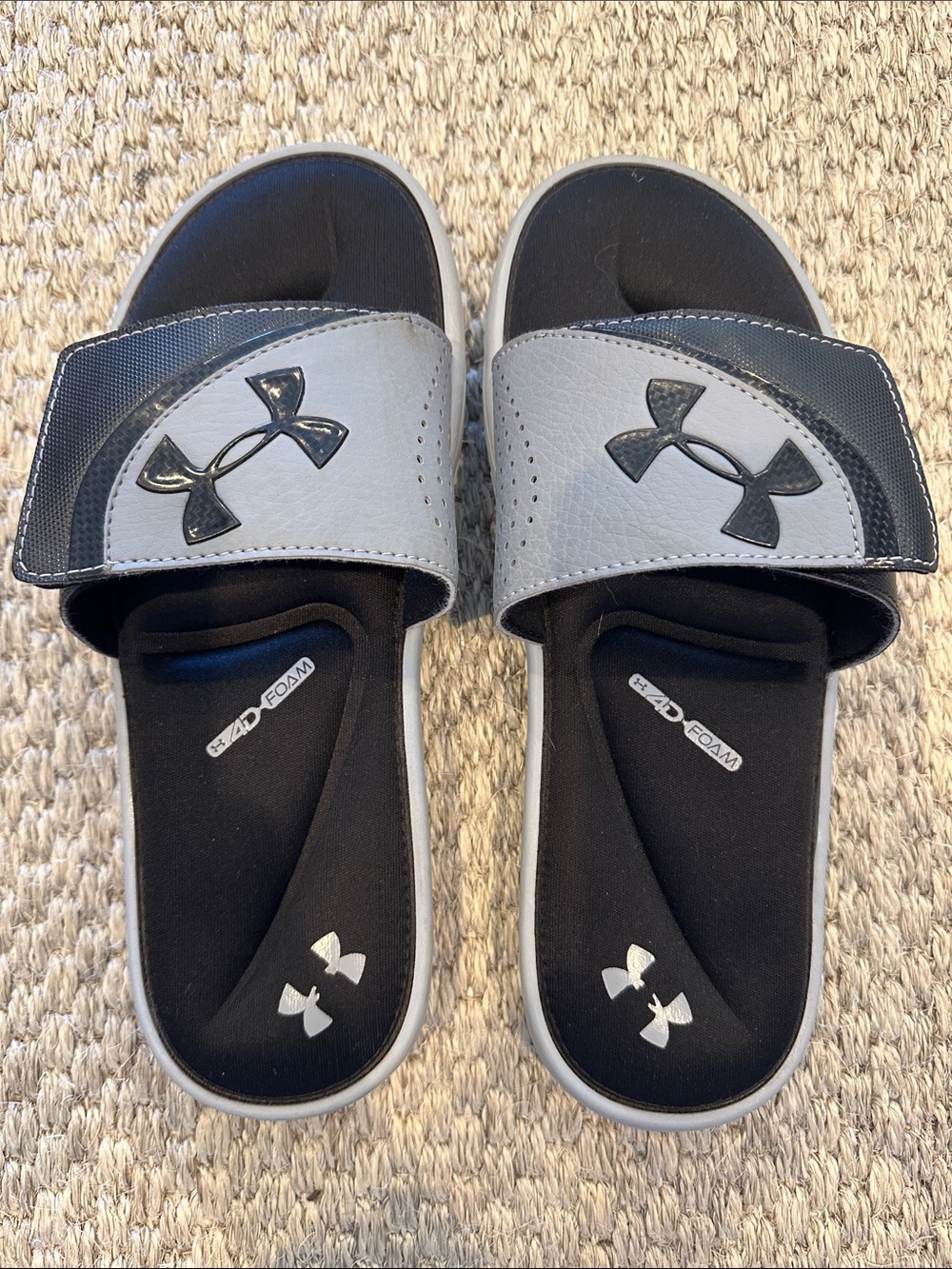 Under Armour Kids Gray and Black Slide Sandals